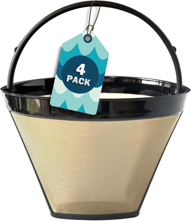 Cestlaive #4 Gold Cone Reusable Permanent Coffee Basket Filter Replacement for Cuisinart Coffee Maker (Pack of 4) - Image 1